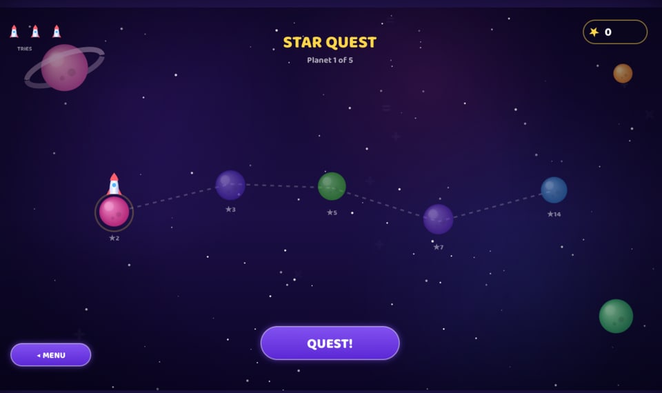 Star Quest map with planets to conquer