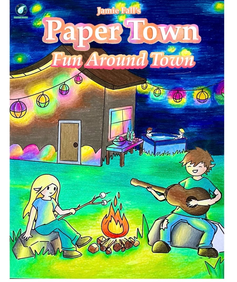 Paper Town: Fun Around Town cover at dusk with string lights